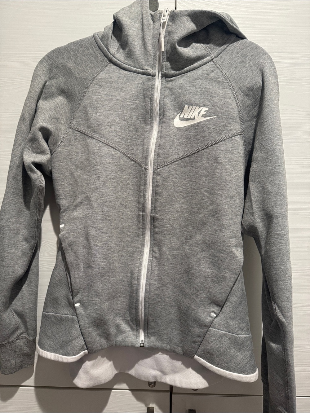 Nike Women’s Light Gray Full-Zip Bomber Hoodie Jacket